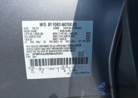 2024 Ford Edge Sel из США, поврежденный, VIN 2FMPK4J96RBA25263